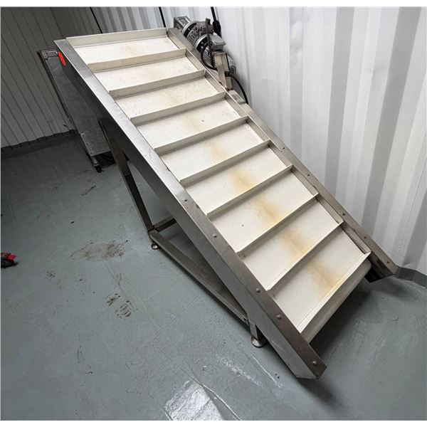 Food Grade Lift Flight Conveyor w/ Manual Speed Adjustment 230V 3PH, 24" x 54"H