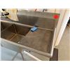 Image 2 : Metal 3-Basin Sink w/ Faucet & Drainboards 90" x 36"H
