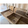 Image 6 : Metal 3-Basin Sink w/ Faucet & Drainboards 90" x 36"H