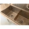 Image 7 : Metal 3-Basin Sink w/ Faucet & Drainboards 90" x 36"H