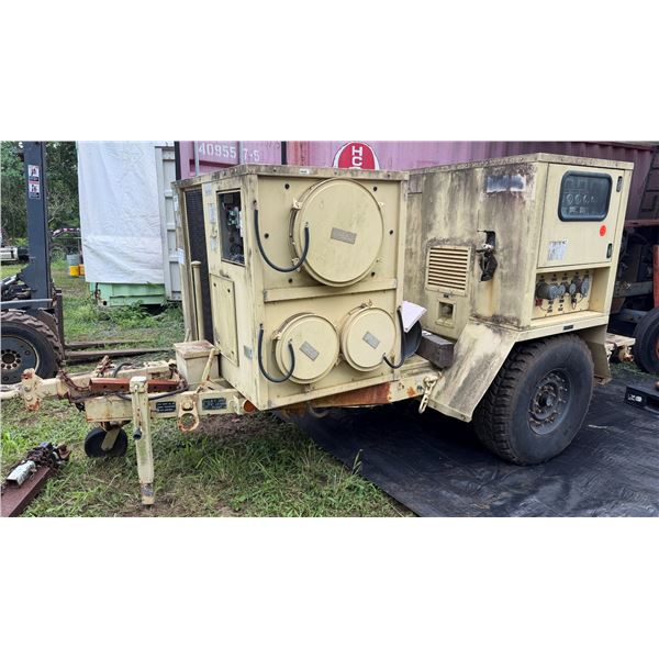 ECU 30kW John Deere Diesel Generator Meter Reads 1438 Hours w/ Trailer