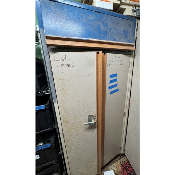 Metal 2-Door Cabinet 83” x 36” x 24” & Contents: Hinges & Hardware