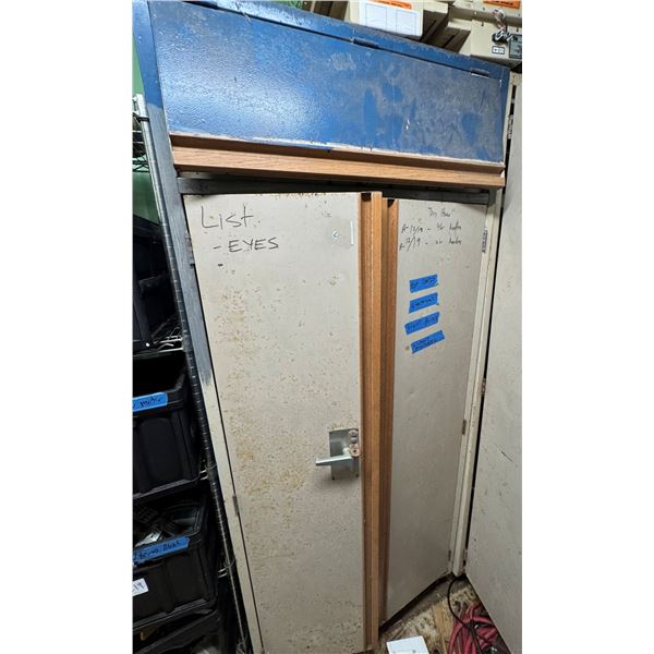 Metal 2-Door Cabinet 83” x 36” x 24” & Contents: Misc Hardware, etc