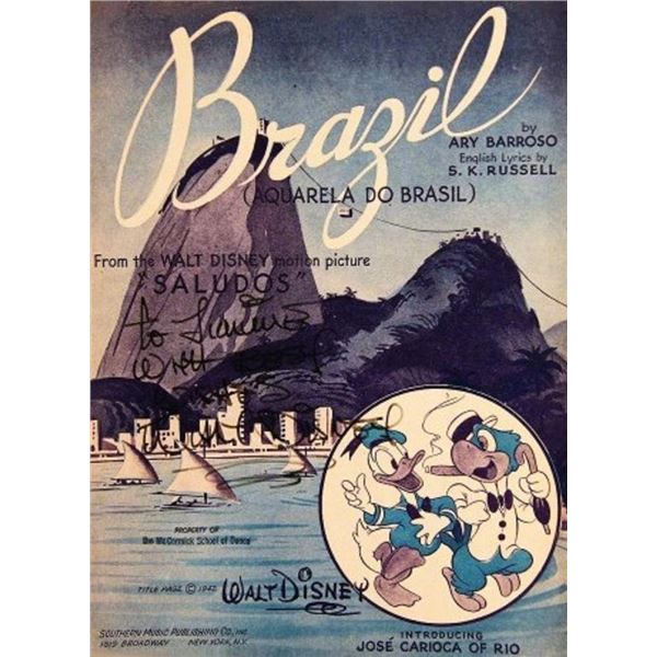 Walt Disney signed sheet music