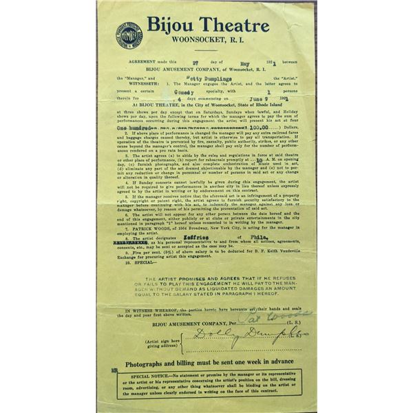 Dolly Dumplin Signed Contract