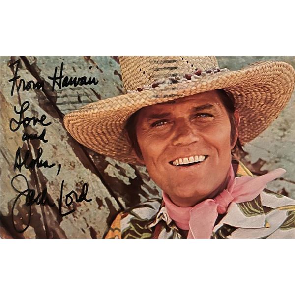 Jack Lord facsimile signed postcard. 3x5 inches