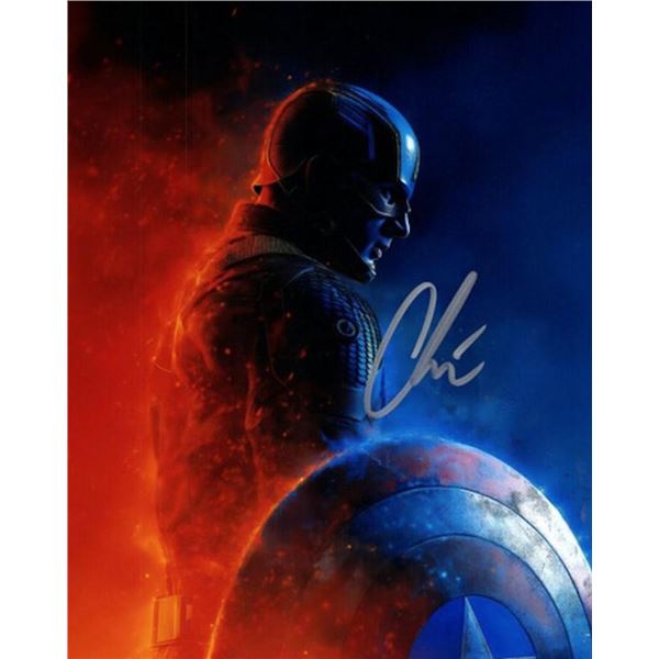 Captain America Chris Evans facsimile signed photo