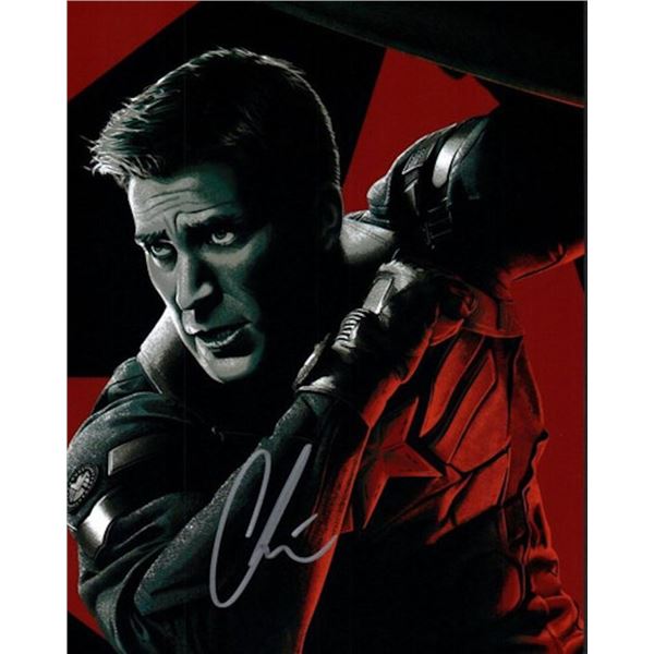 Captain America Chris Evans facsimile signed photo