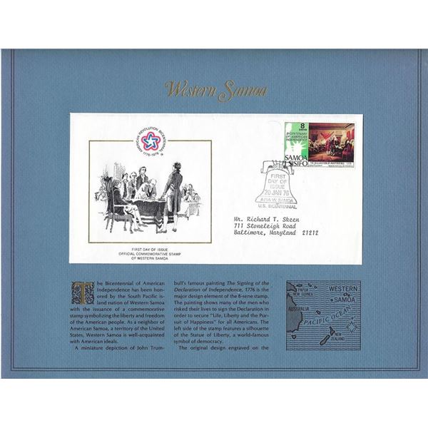 Western Samoa - American Bicentennial Commemorative FDC