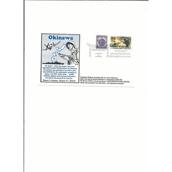 50th Anniversary Invasion of Okinawa - First Day Cover - South Boston, VA - 1995