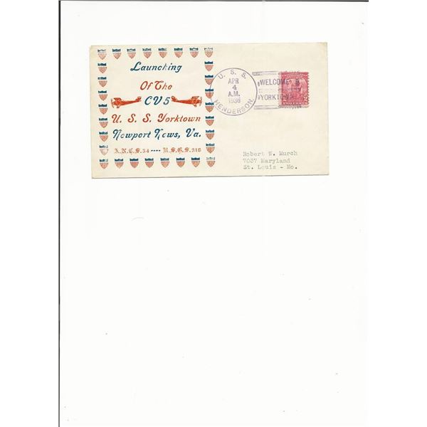 Launching of the U.S.S. Yorktown - U.S.S. Henderson - First Day Cover - 1936