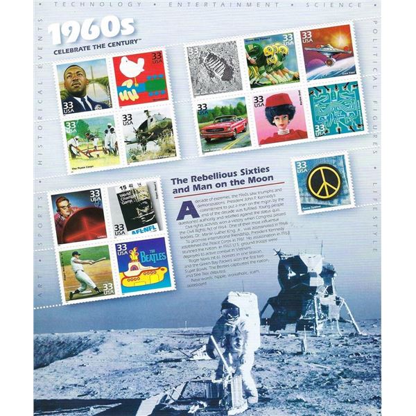 1960s Celebrate the Century Stamp Sheet