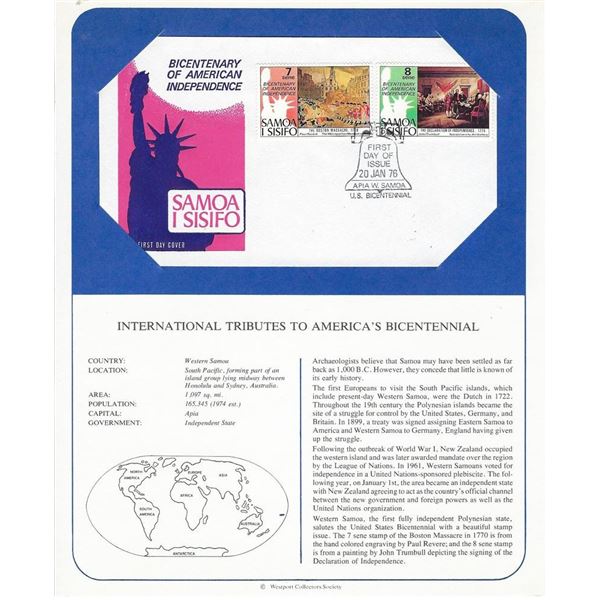 Western Samoa - International Tributes to America's Bicentennial FDC