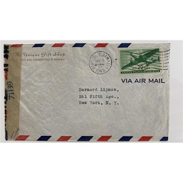 1945 WWII Territory of Hawaii censor stamp