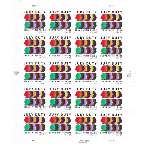 Jury Duty USA Stamp Sheet