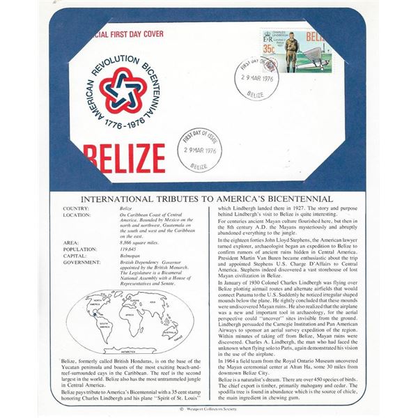 Belize - International Tributes to America's Bicentennial FDC