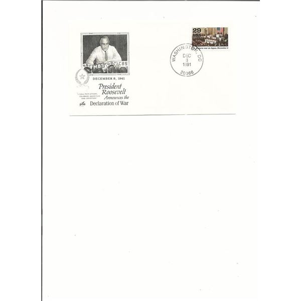 Washington D.C. - First Day Cover - 50th Anniversary - Roosevelt Announces Declaration of War -1991