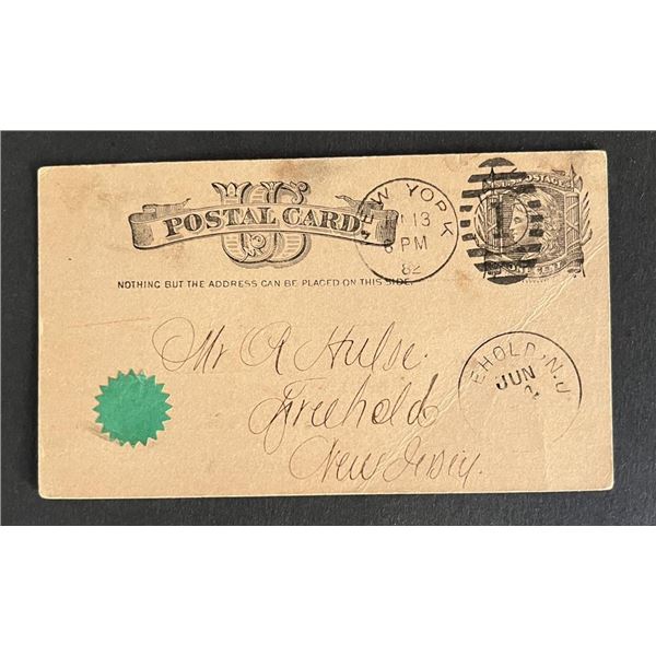 United States 1882 post card
