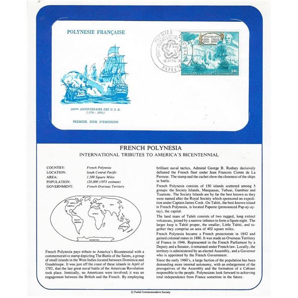 French Polynesia - International Tributes to America's Bicentennial FDC
