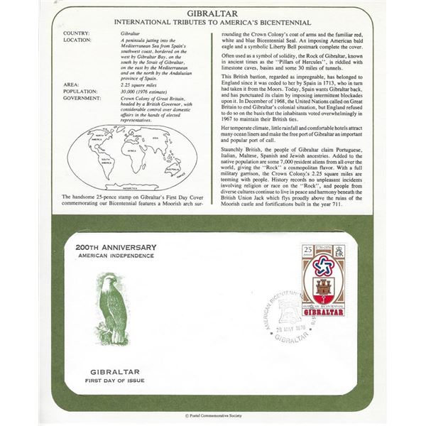 Gilbraltar - International Tributes to America's Bicentennial FDC
