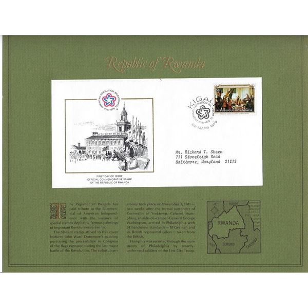 Republic of Rwanda - American Bicentennial Commemorative FDC