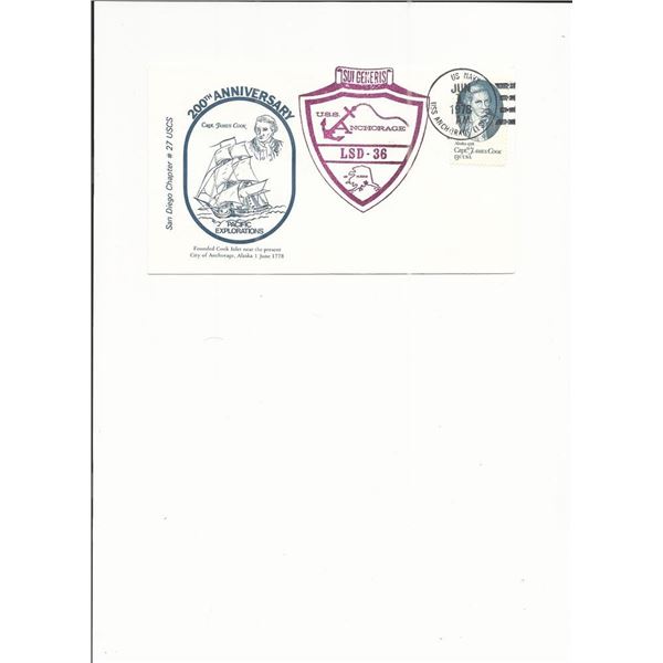 U.S.S. Anchorage - First Day Cover - Captain Cook 200th Anniversary - 1978