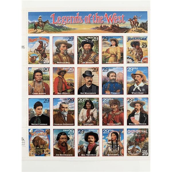 1994 29c Legends of the West, Sheet of 20 Stamps #2869