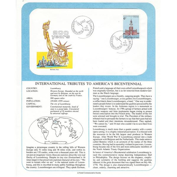 Luxembourg - International Tributes to America's Bicentennial FDC