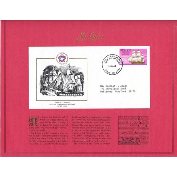 St. Lucia - American Bicentennial Commemorative FDC