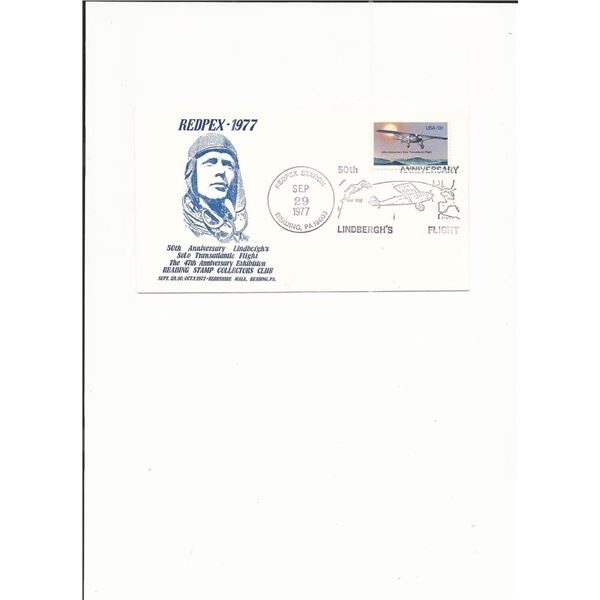 50th Anniversary Lindbergh's Solo Trans-Atlantic Flight - First Day Cover - Reading, PA 1977