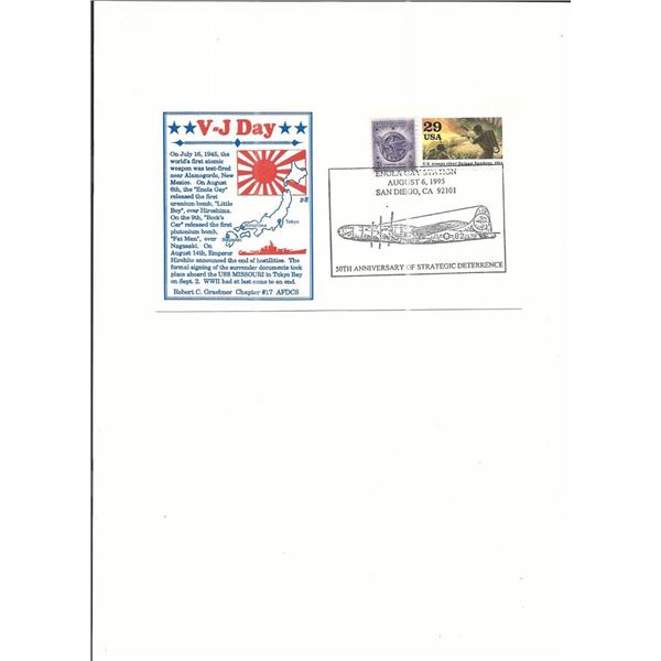 V-J Day - 50th Anniversary of Strategic Deterrence - First Day Cover - Enola Gay Station - San Diego