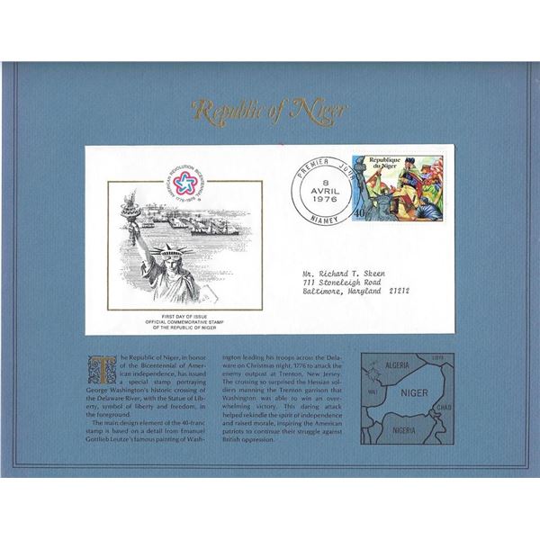 Republic of Niger - American Bicentennial Commemorative FDC