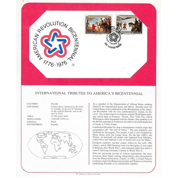 Rwanda - International Tributes to America's Bicentennial FDC