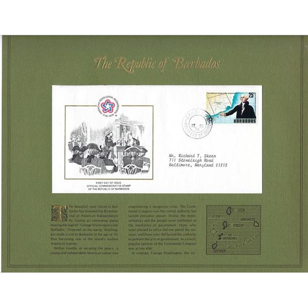 The Republic of Barbados - American Bicentennial Commemorative FDC