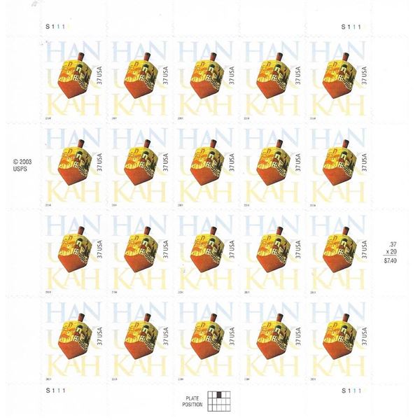 Hanukkah Dreidel USA Stamp Sheet