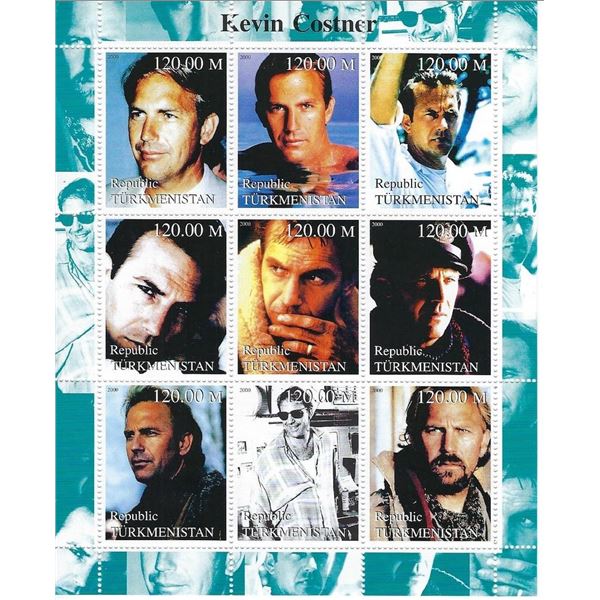 Kevin Costner - Turkmenistan - Cinderella Stamp Set