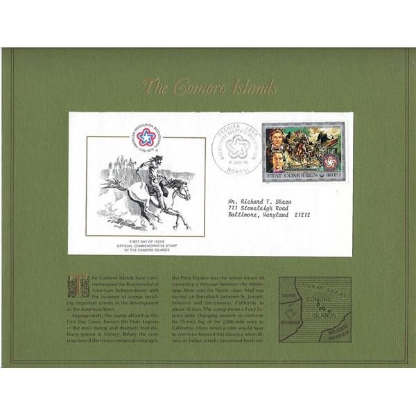 The Comoro Islands - American Bicentennial Commemorative FDC