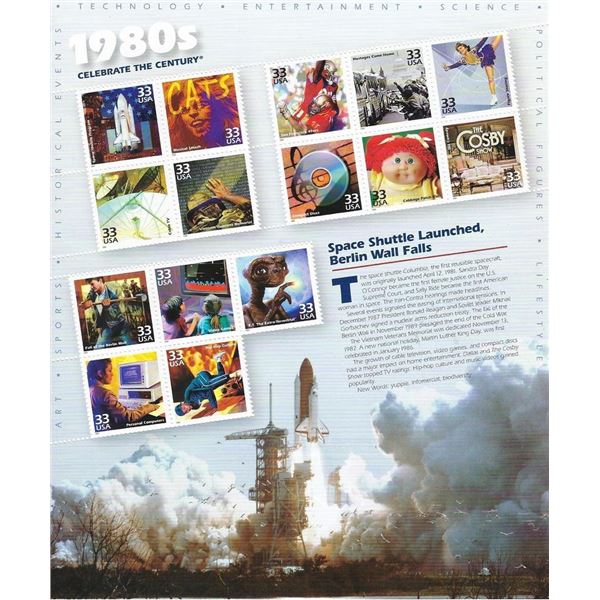 1980s Celebrate the Century Stamp Sheet