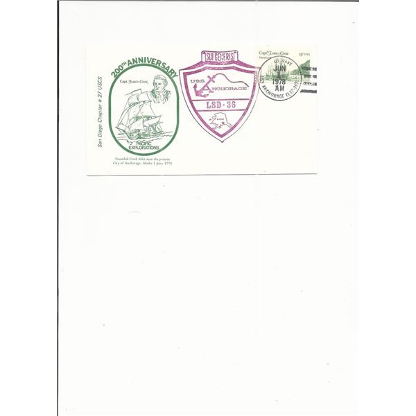 U.S.S. Anchorage - First Day Cover - Captain Cook 200th Anniversary - 1978