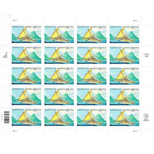 American Samoa USA Stamp Sheet