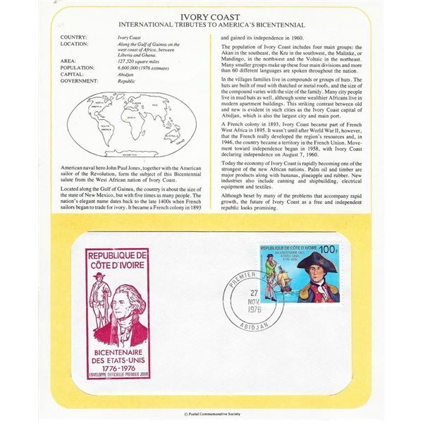 Ivory Coast - International Tributes to America's Bicentennial FDC