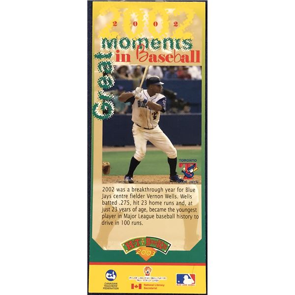 2002 BLUE JAYS BOOKMARKS - VERNON WELLS