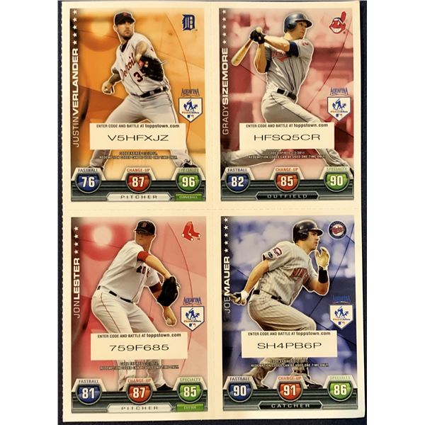 2010 TOPPS ATTAX 4-UP SHEET - JUSTIN VERLANDER / JOE MAUER (HOF)