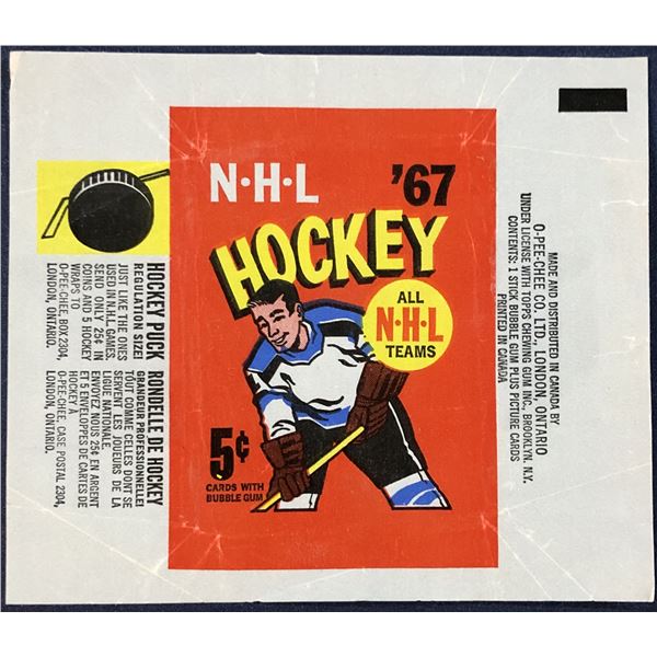 1966-67 O-PEE-CHEE HOCKEY WRAPPER - BOBBY ORR ROOKIE YEAR
