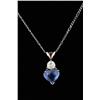 Image 1 : Very Fine 14K WG Ladies Custom Necklace set with a heart shape Ceylon sapphire weighing 2.30 carats 