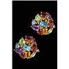 Image 1 : Stunning 10K Yellow Gold Ladies Earrings set with a combination of diamonds, amethyst, citrine, garn