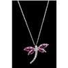 Image 1 : Splendid 10K WG Ladies Custom Pendant Dragonfly design set with 4 matching MQ cut pink topaz weighin