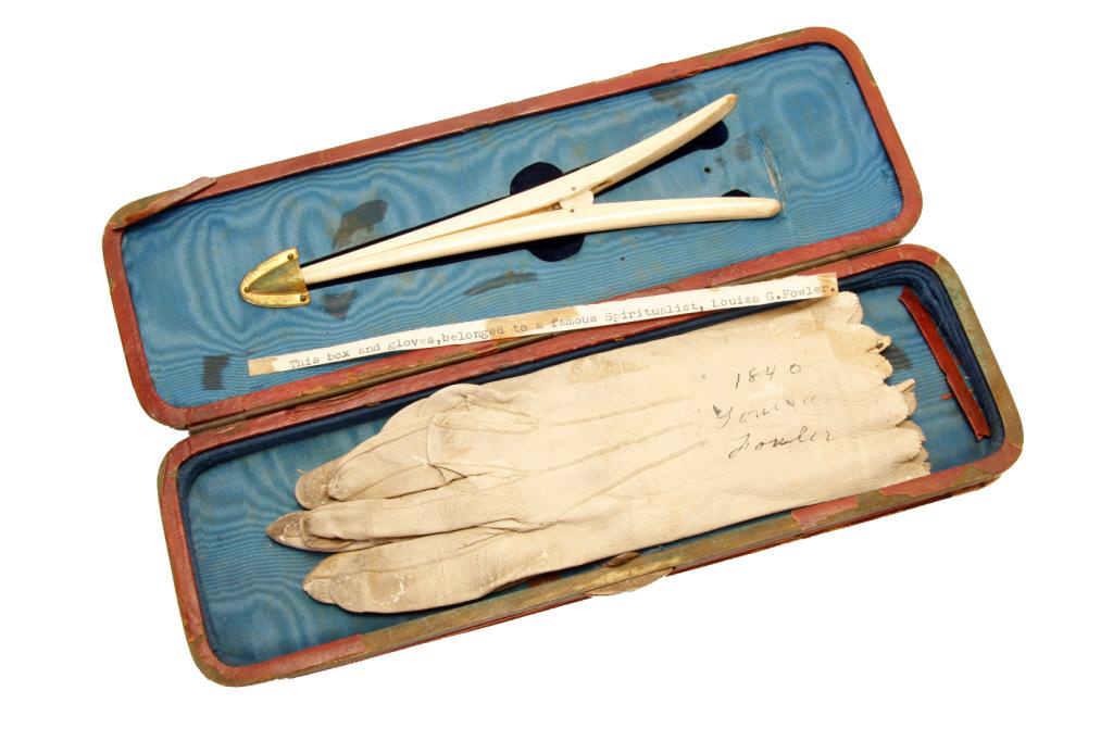 Antique Glove Box with Gloves The box and gloves are said to have