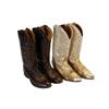 Image 1 : 2 Pair of Cowboy Boots One pair, size 8 1/2 EW, is snake skin with a fantastic pair of large concho 
