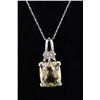 Image 1 : Superb 14K WG Ladies Custom Pendant set with a center green checkerboard cut amethyst weighing appro